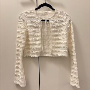 Altar’d State Cloud Dancer Lace Bell Sleeve Cardigan Top, size XXS